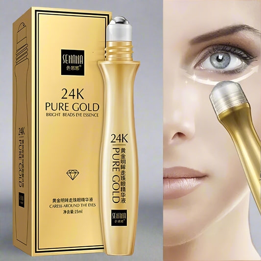 24K Gold Bright Eye Roller Eye Cream Hydrating Moisturizing Eye Serum Eye Care Dark Circles Removal anti Eye Bags 15Ml L2P8